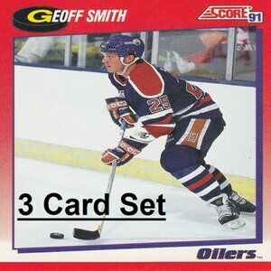Geoff Smith Edmonton Oilers NHL Hockey Card Collection - 3 Card Set